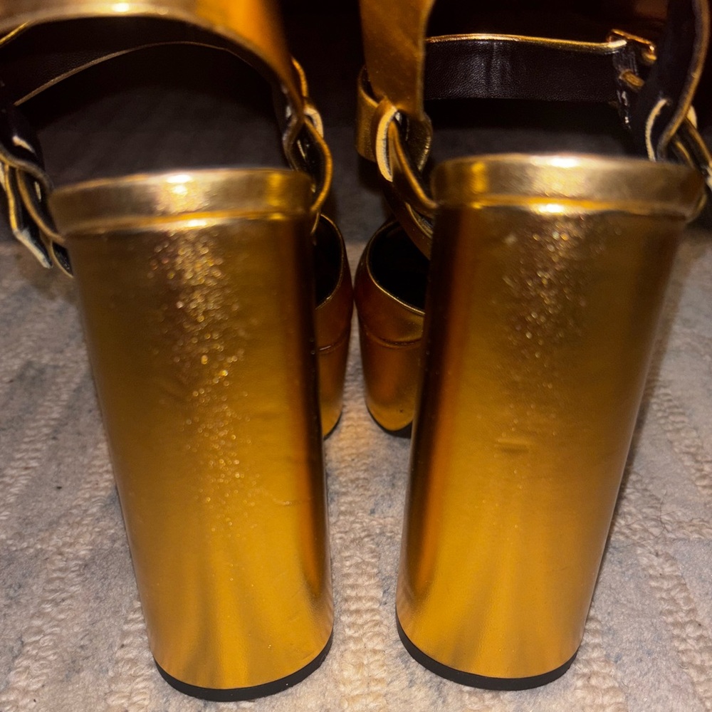 Zara Gold Platform Shoes Luxe Design - Picture 4 of 5